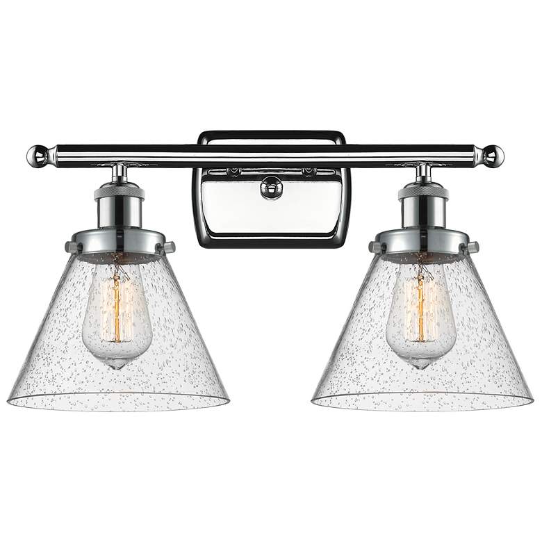 Image 1 Ballston Urban Cone 8" 2 Light 18" LED Bath Light - Polished Chro