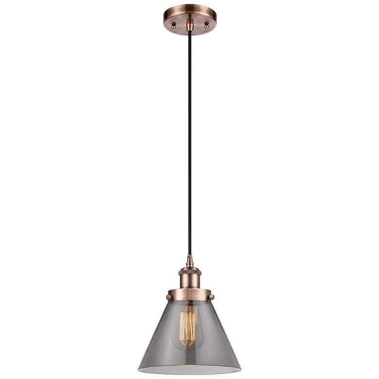 Image 1 Ballston Urban Cone 8" Antique Copper Corded Mini Pendant