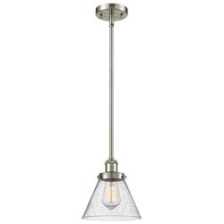 Ballston Urban Cone 8" Brushed Nickel Stemmed Mini Pendant w/ Seedy Sh
