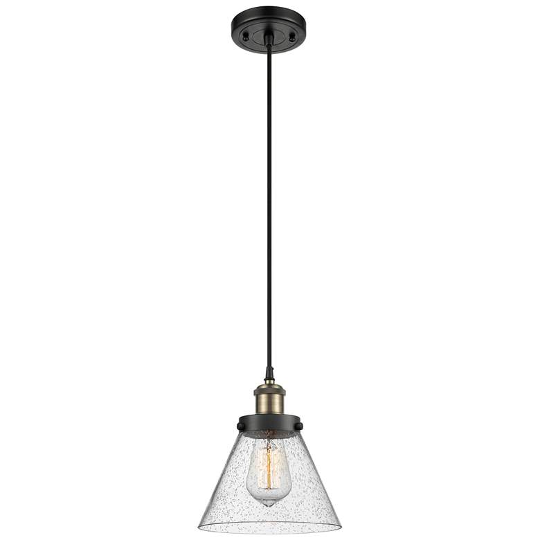 Image 1 Ballston Urban Cone 8" LED Mini Pendant - Black Antique Brass - Seedy