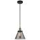 Ballston Urban Cone 8" LED Mini Pendant - Black Brass - Plated Smoke