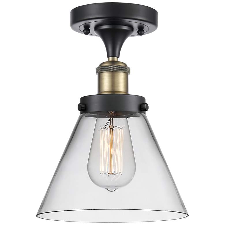 Image 1 Ballston Urban Cone 8" LED Semi-Flush Mount - Black Antique Brass - C