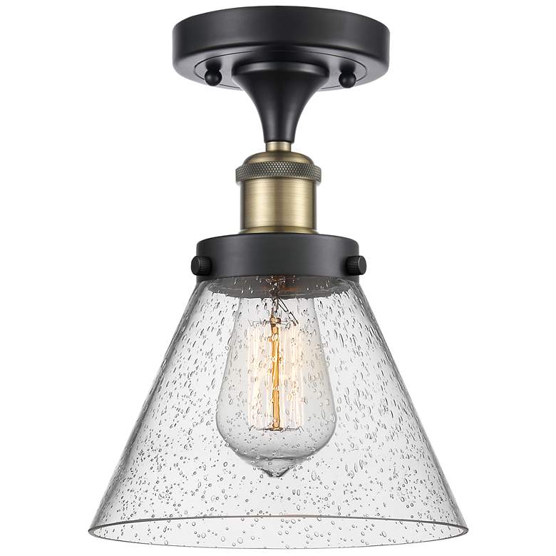Image 1 Ballston Urban Cone 8" LED Semi-Flush Mount - Black Antique Brass - S
