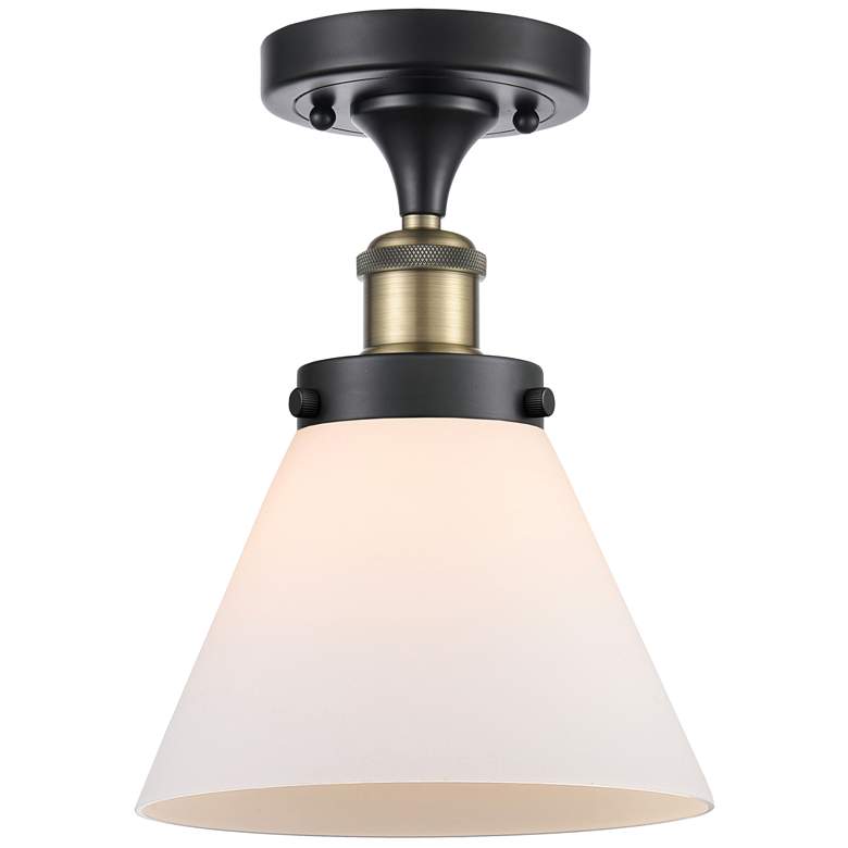 Image 1 Ballston Urban Cone 8" LED Semi-Flush Mount - Black Brass - Matte Whi