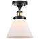 Ballston Urban Cone 8" LED Semi-Flush Mount - Black Brass - Matte Whi
