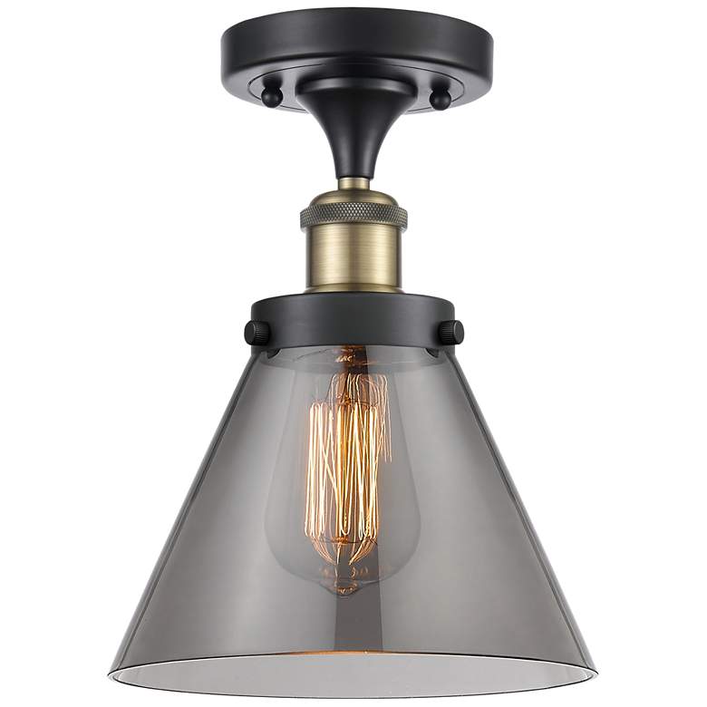 Image 1 Ballston Urban Cone  8 inch LED Semi-Flush Mount - Black Brass - Plated Sm
