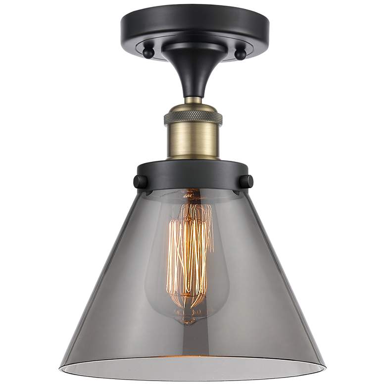 Image 1 Ballston Urban Cone 8" LED Semi-Flush Mount - Black Brass - Plated Sm