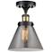 Ballston Urban Cone  8" LED Semi-Flush Mount - Black Brass - Plated Sm