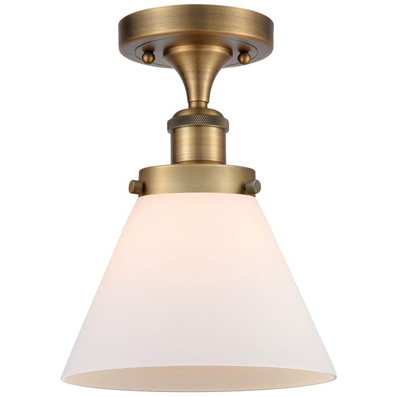 Image 1 Ballston Urban Cone 8" LED Semi-Flush Mount - Brushed Brass - Matte W