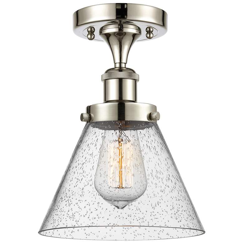Image 1 Ballston Urban Cone 8" LED Semi-Flush Mount - Polished Nickel - Seedy