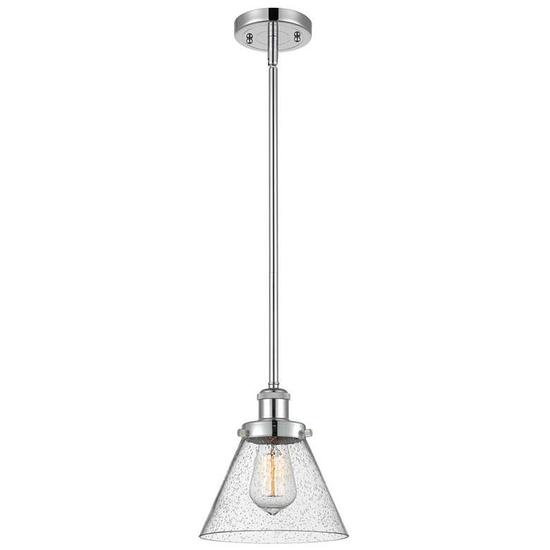 Image 1 Ballston Urban Cone 8" Polished Chrome Stemmed Mini Pendant w/ Seedy S