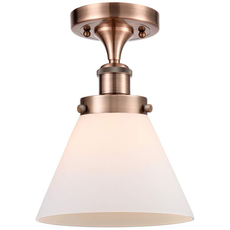 Image 1 Ballston Urban Cone 8" Semi-Flush Mount - Antique Copper - Matte Whit
