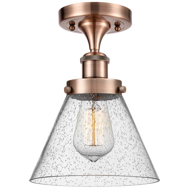 Image 1 Ballston Urban Cone 8" Semi-Flush Mount - Antique Copper - Seedy Shad