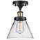 Ballston Urban Cone 8" Semi-Flush Mount - Black Antique Brass - Clear