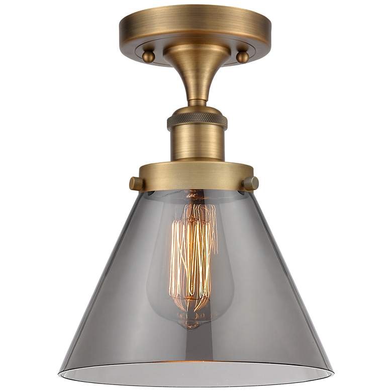 Image 1 Ballston Urban Cone 8" Semi-Flush Mount - Brushed Brass - Plated Smok
