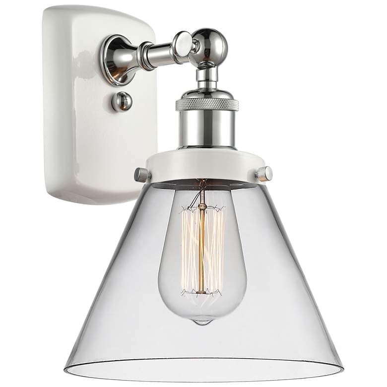 Image 1 Ballston Urban Cone 8 inch White &#38; Chrome LED Sconce With Clear Shade
