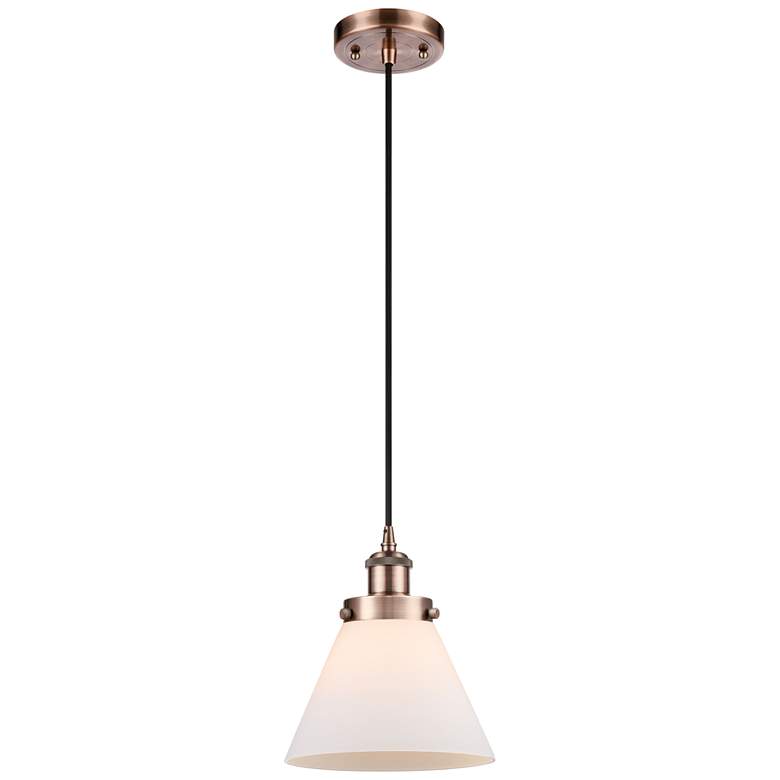 Image 1 Ballston Urban Cone 8" Wide Copper Corded Mini Pendant w/ Matte White