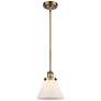 Ballston Urban Cone 8"W Brushed Brass Stem Hung Mini Pendant w/ White