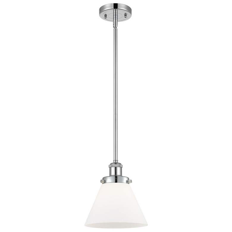 Image 1 Ballston Urban Cone 8"W Chrome Stem Hung Mini Pendant w/ White Shade