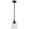 Ballston Urban Cone 9" Black LED Stem Hung Mini Pendant w/ Seedy Shade
