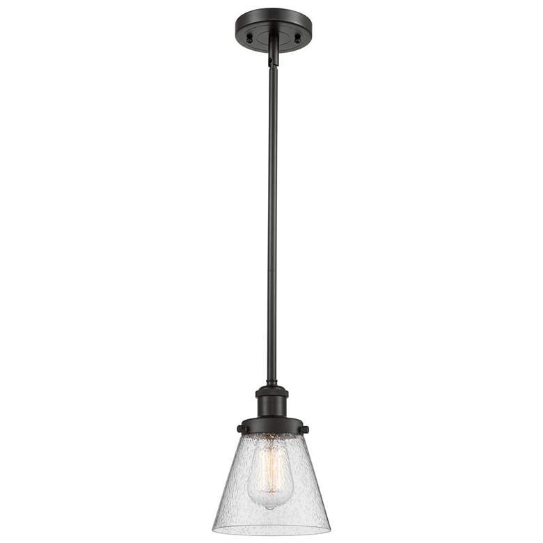 Image 1 Ballston Urban Cone 9" Bronze LED Stem Hung Mini Pendant w/ Seedy Shad