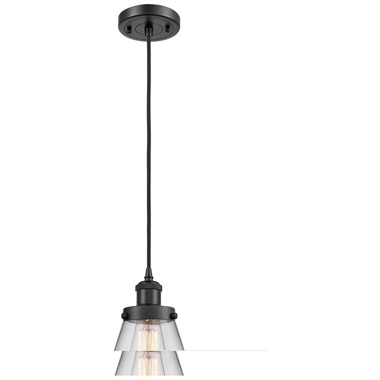 Image 1 Ballston Urban Cone 9" Matte Black LED Corded Mini Pendant w/ Clear Shade