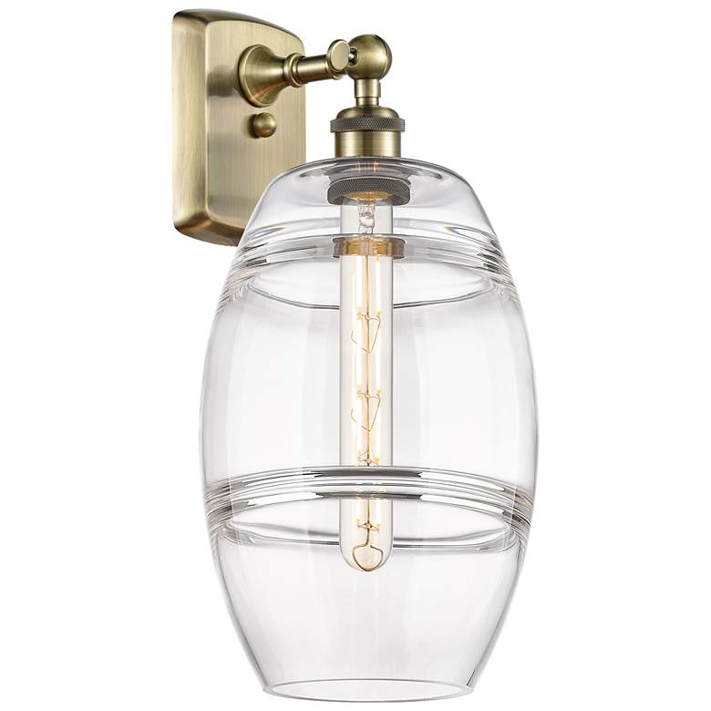 Image 1 Ballston Vaz 10.88" High Antique Brass Sconce With Clear Shade