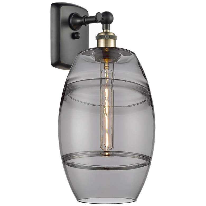 Image 1 Ballston Vaz 10.88" High Black Antique Brass Sconce With Light Smoke S