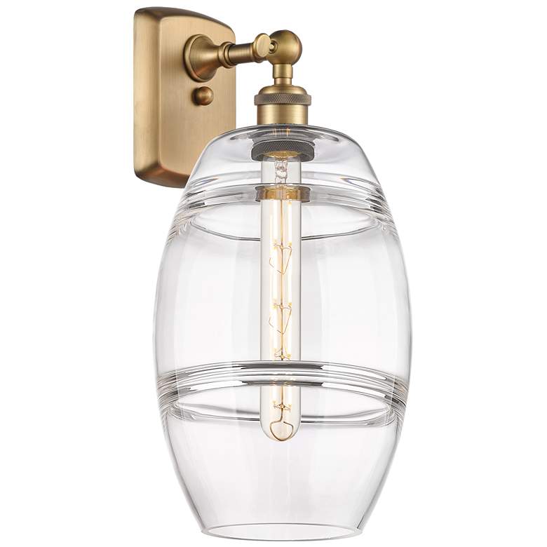 Image 1 Ballston Vaz 10.88" High Brushed Brass Sconce With Clear Shade