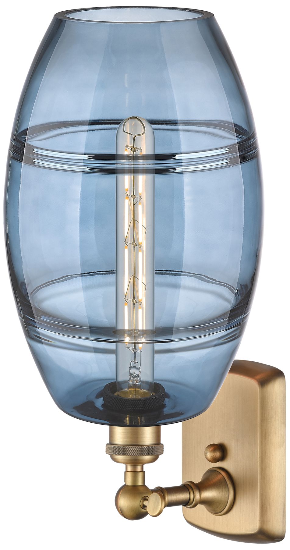 Image 2 Ballston Vaz 10.88" High Brushed Brass Sconce With Princess Blue Shade more views