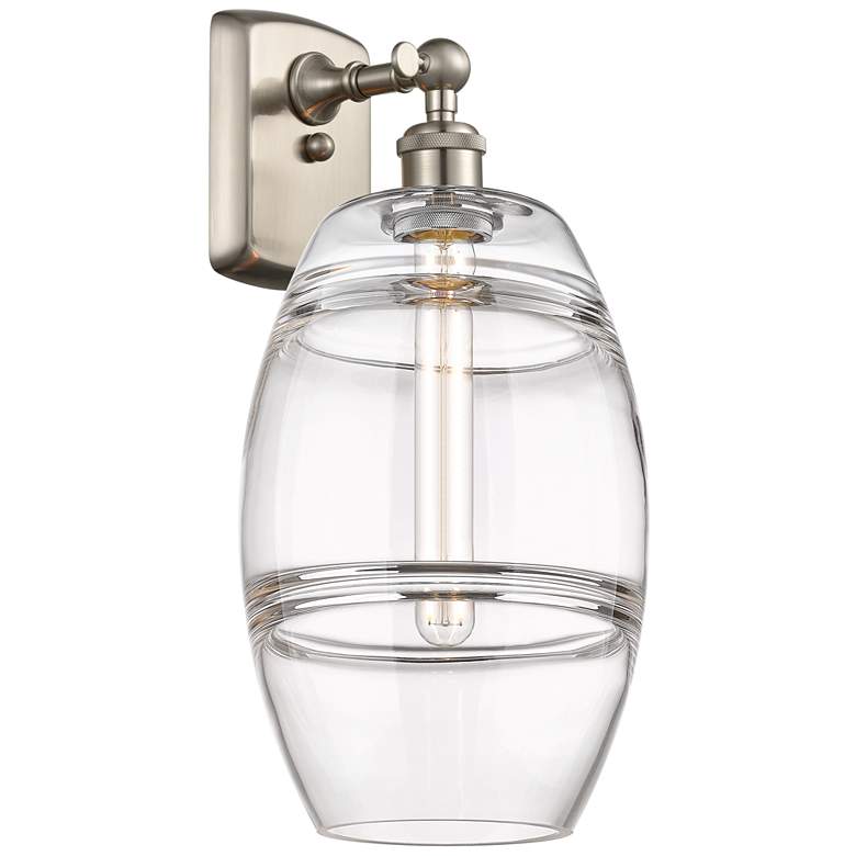 Image 1 Ballston Vaz 10.88" High Brushed Satin Nickel Sconce With Clear Shade