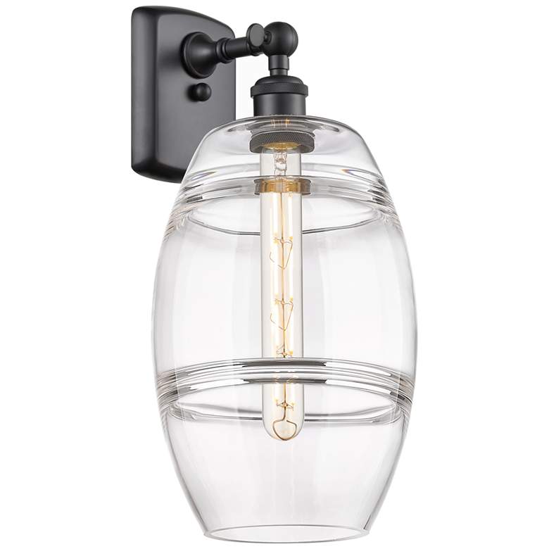 Image 1 Ballston Vaz 10.88" High Matte Black Sconce With Clear Shade