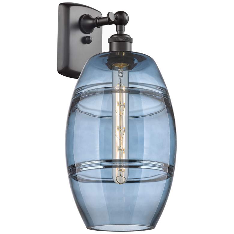 Image 1 Ballston Vaz 10.88" High Oil Rubbed Bronze Sconce With Princess Blue S