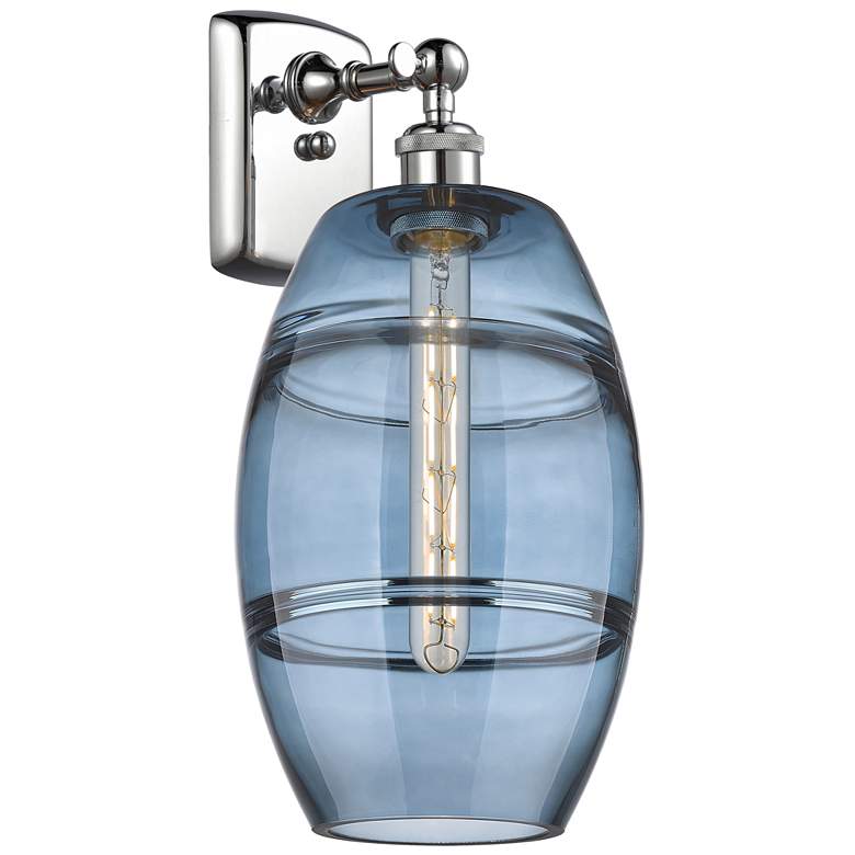 Image 1 Ballston Vaz 10.88" High Polished Chrome Sconce With Princess Blue Sha