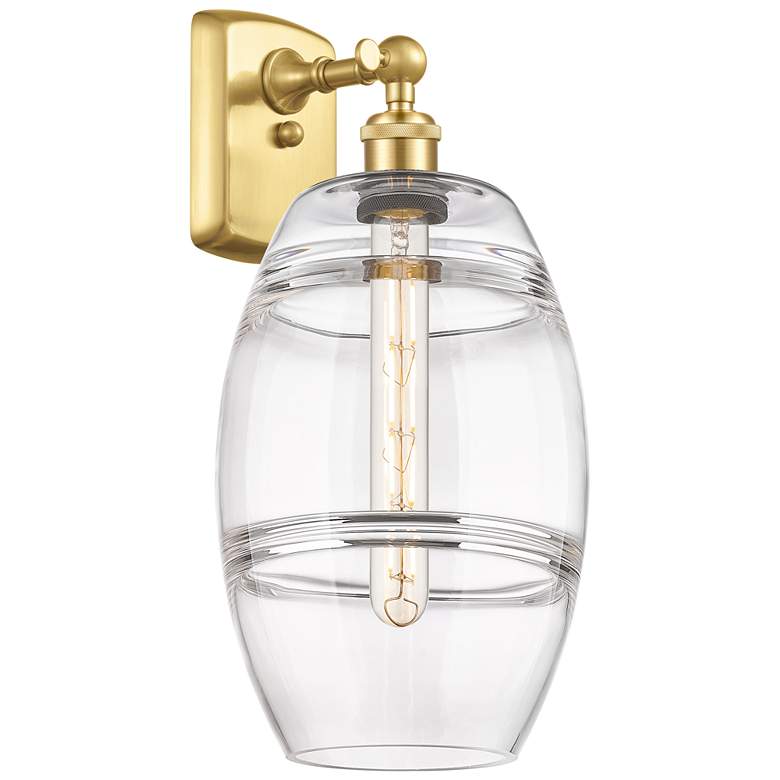 Image 1 Ballston Vaz 10.88" High Satin Gold Sconce With Clear Shade