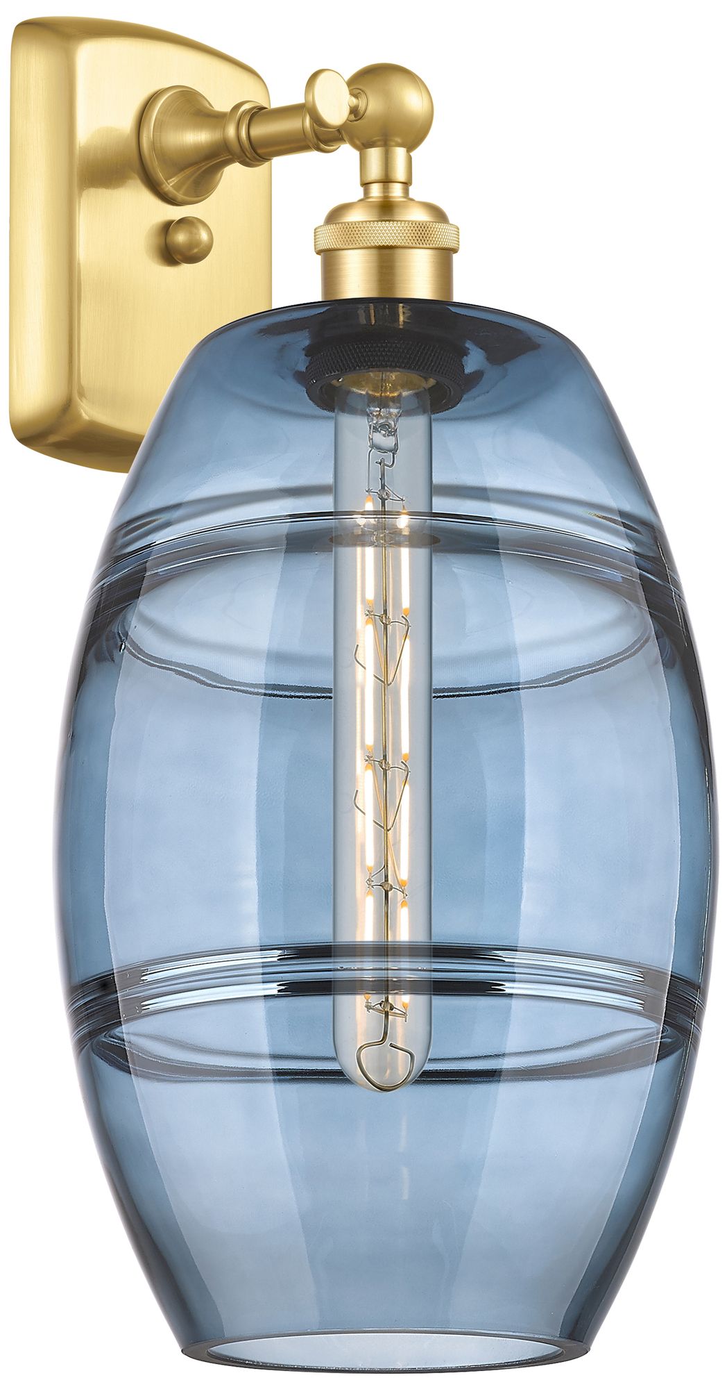 Ballston Vaz 10.88" High Satin Gold Sconce With Princess Blue Shade