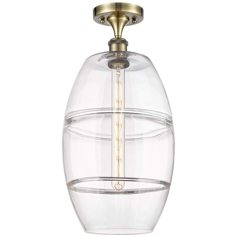 Image 1 Ballston Vaz 10" Wide Antique Brass Semi-Flush Mount With Clear Shade