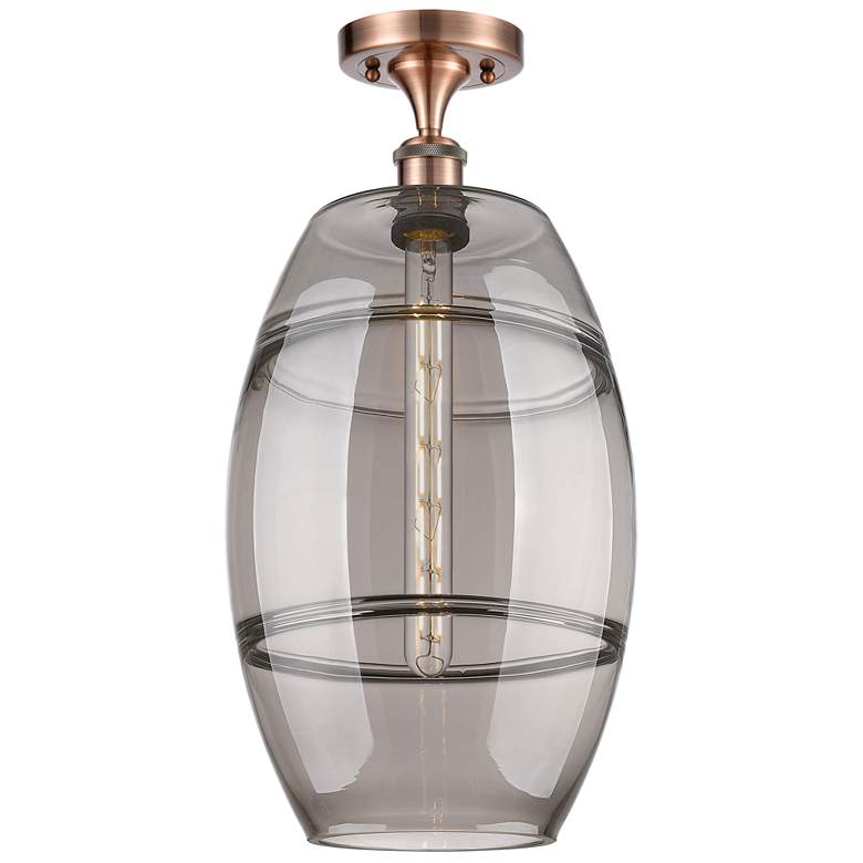 Image 1 Ballston Vaz 10" Wide Antique Copper Semi-Flush Mount w/ Light Smoke S