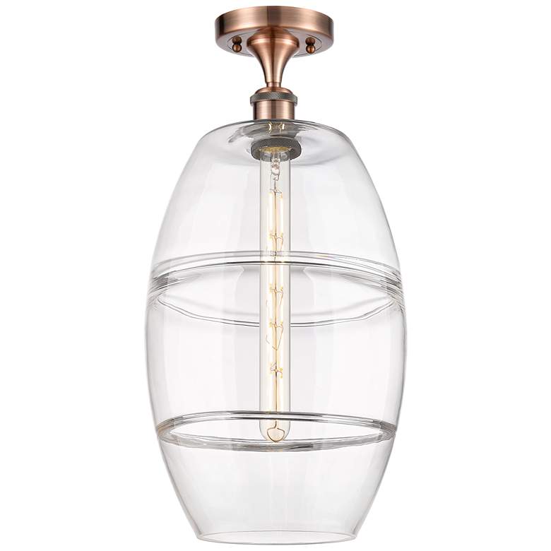Image 1 Ballston Vaz 10" Wide Antique Copper Semi-Flush Mount With Clear Shade