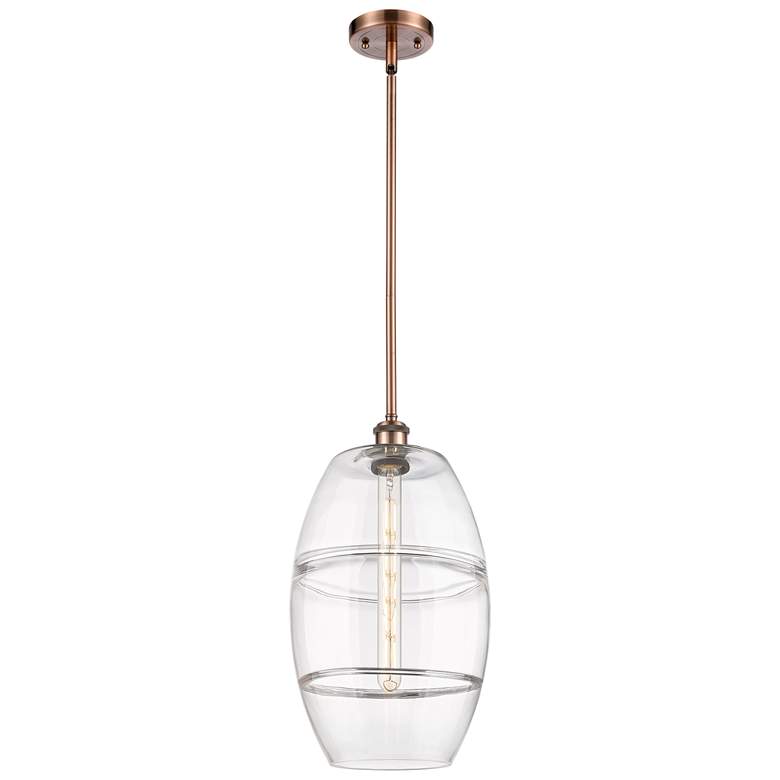 Image 1 Ballston Vaz 10" Wide Antique Copper Stem Hung Mini Pendant w/ Clear S