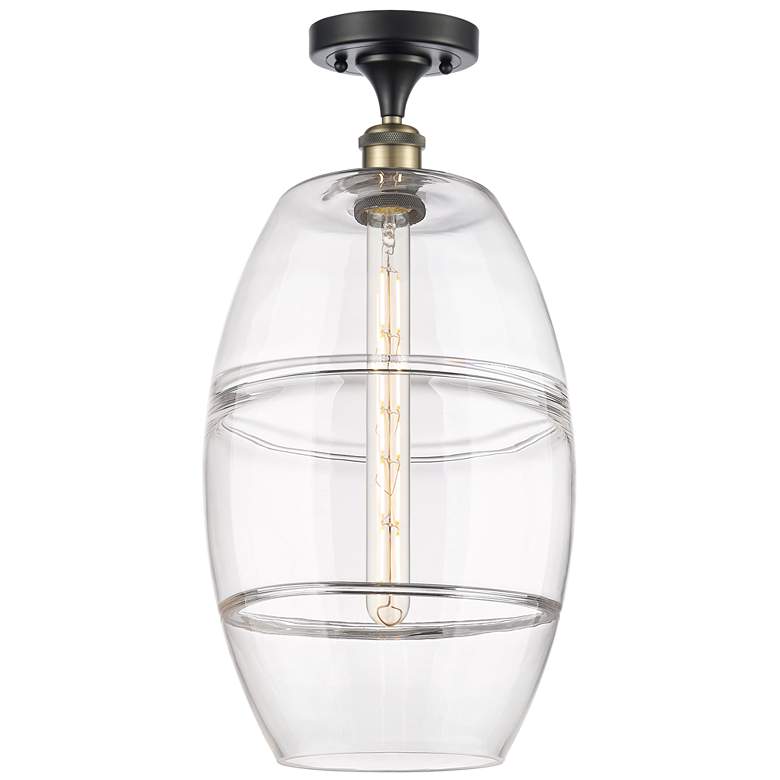 Image 1 Ballston Vaz 10" Wide Black Antique Brass Semi-Flush Mount With Clear