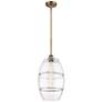 Ballston Vaz 10" Wide Brushed Brass Stem Hung Mini Pendant With Clear
