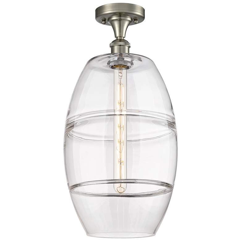 Image 1 Ballston Vaz 10" Wide Brushed Satin Nickel Semi-Flush Mount w/ Clear S