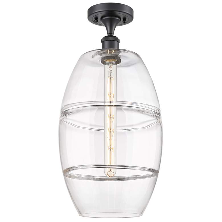Image 1 Ballston Vaz 10" Wide Matte Black Semi-Flush Mount With Clear Shade