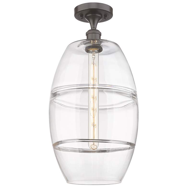 Image 1 Ballston Vaz 10" Wide Oil Rubbed Bronze Semi-Flush Mount With Clear Sh