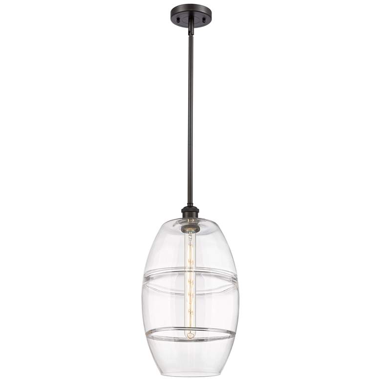 Image 1 Ballston Vaz 10" Wide Oil Rubbed Bronze Stemmed Mini Pendant w/ Clear