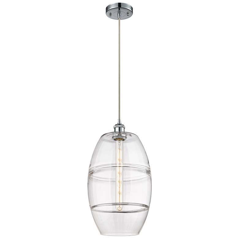 Image 1 Ballston Vaz 10" Wide Polished Chrome Cord Hung Mini Pendant w/ Clear