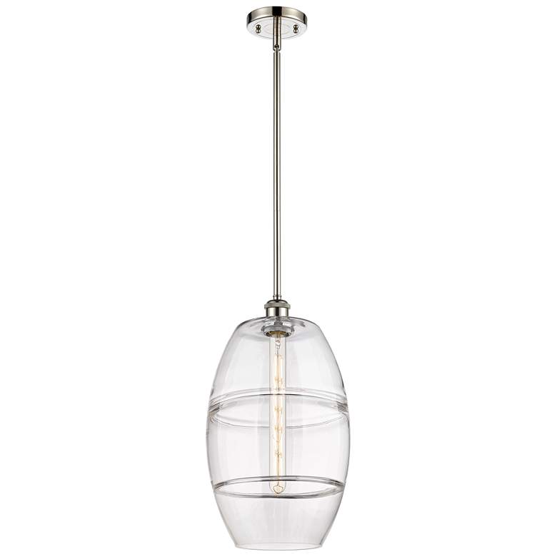 Image 1 Ballston Vaz 10" Wide Polished Nickel Stem Hung Mini Pendant w/ Clear