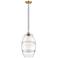 Ballston Vaz 10" Wide Satin Gold Cord Hung Mini Pendant With Clear Sha