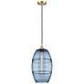 Ballston Vaz 10" Wide Satin Gold Corded Mini Pendant w/ Princess Blue